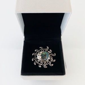 Sterling Silver Sun + Moon Adjustable Ring